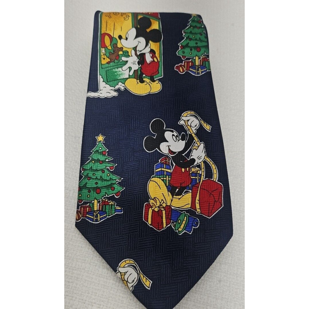 Disney Mickey Unlimited Navy Blue Christmas Mickey Mouse Neck Tie - Picture 9 of 12